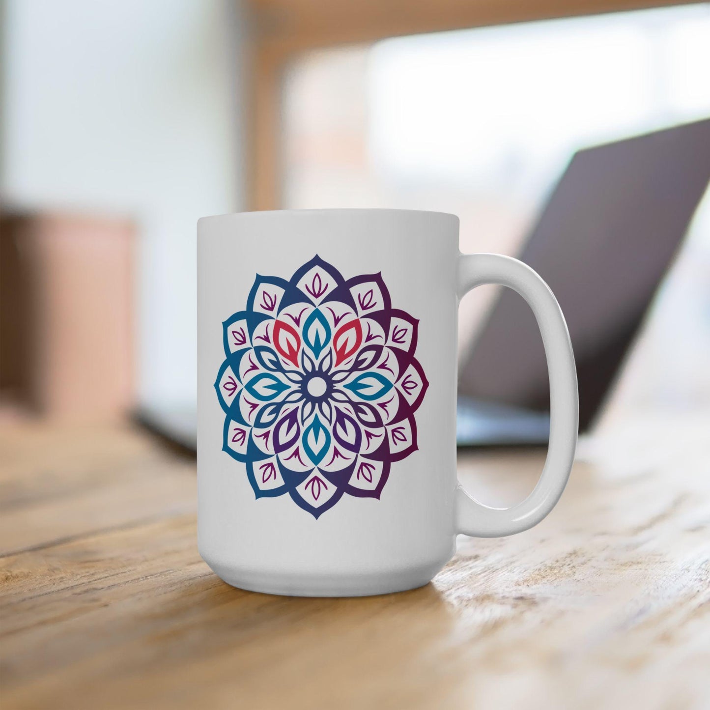Mandala Ceramic Coffee Mug | Mystic Aura, Boho Art, 15oz