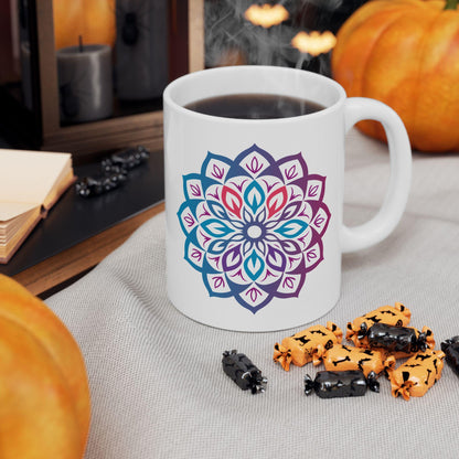 Mandala Ceramic Coffee Mug | Mystic Aura, Boho Art, 15oz