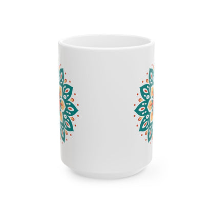 Earth Essence Mandala Mug | Teal Terracotta Ceramic Coffee Cup
