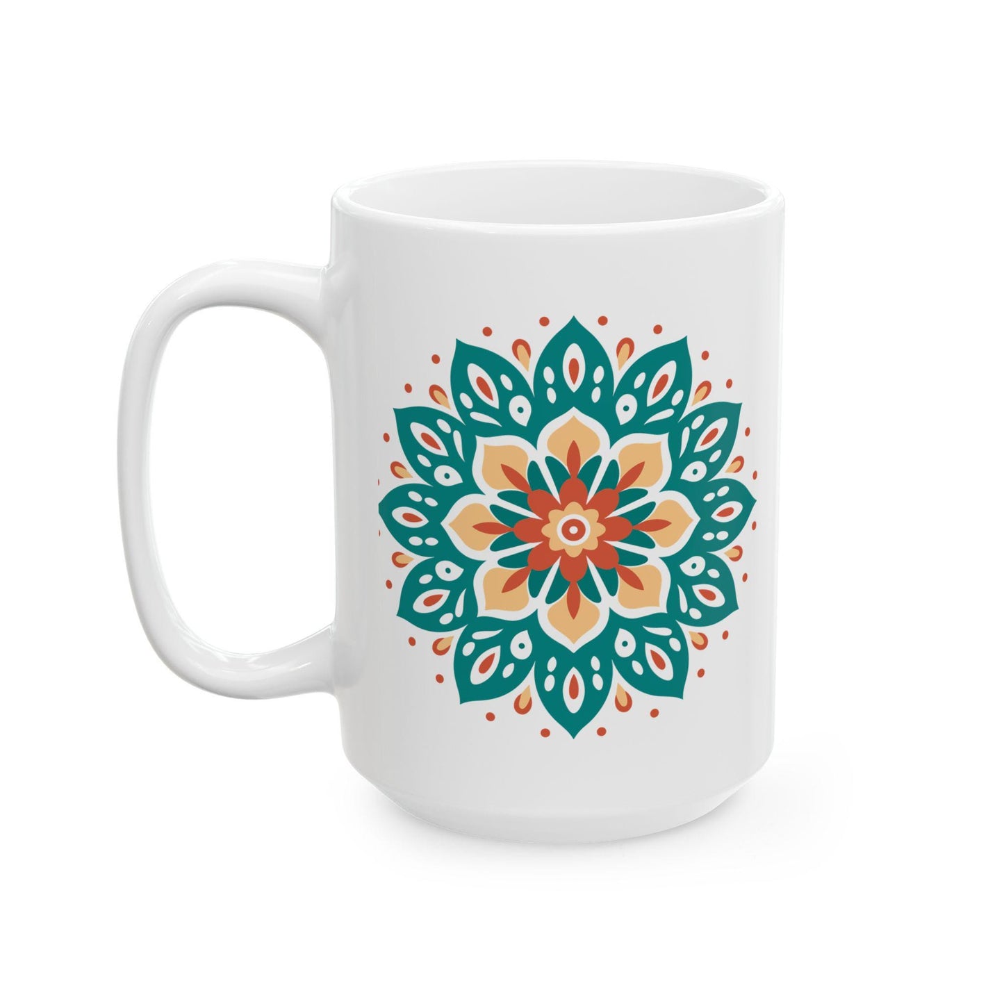 Earth Essence Mandala Mug | Teal Terracotta Ceramic Coffee Cup