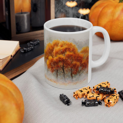 Autumn Grove Ceramic Coffee Mug | Golden Fall Art, 15 oz