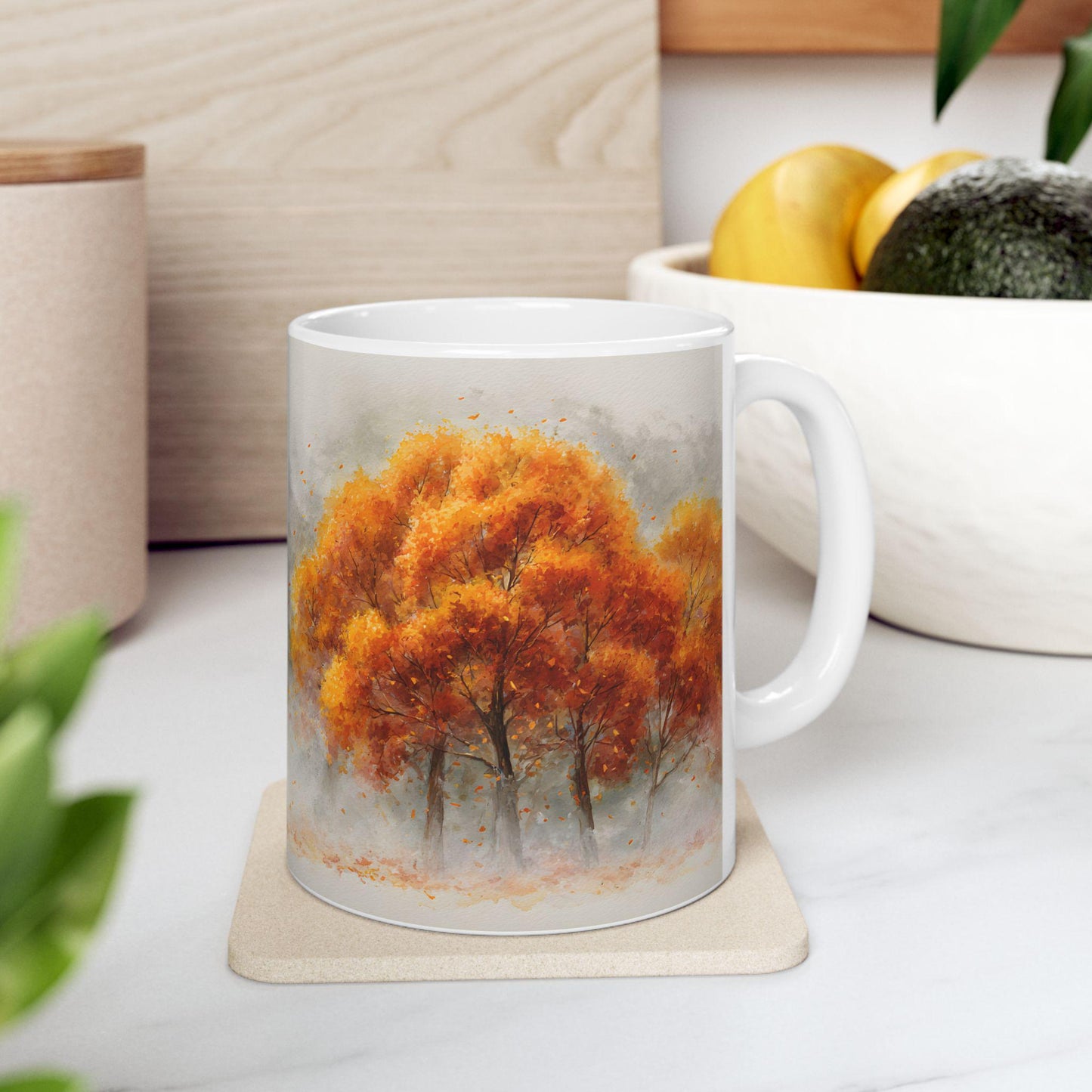 Autumn Grove Ceramic Coffee Mug | Golden Fall Art, 15 oz