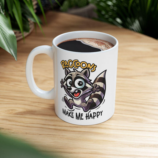 ColorFlow | Funny Raccoon Coffee Mug | Cute Animal Lover Gift | 15oz Ceramic Mug | Adorable Forest Critter Cup for Home or Work
