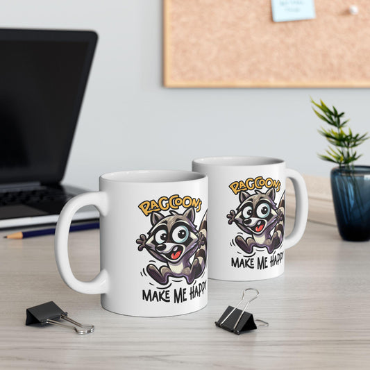 ColorFlow | Funny Raccoon Coffee Mug | Cute Animal Lover Gift | 15oz Ceramic Mug | Adorable Forest Critter Cup for Home or Work