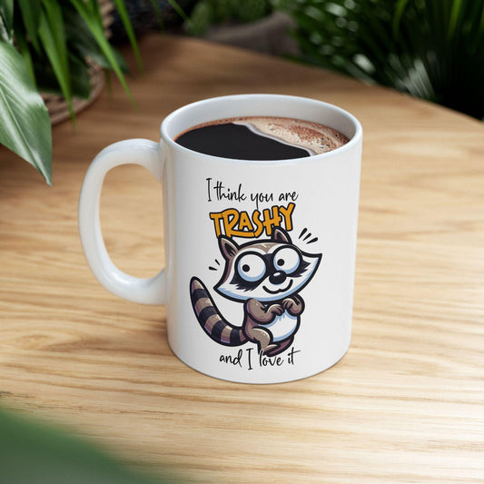 ColorFlow | Trashy and I Love It Raccoon Mug | Funny Animal Coffee Cup | 15oz Ceramic Mug | Cute Gift for Animal Lovers