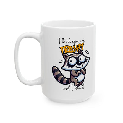ColorFlow | Trashy and I Love It Raccoon Mug | Funny Animal Coffee Cup | 15oz Ceramic Mug | Cute Gift for Animal Lovers