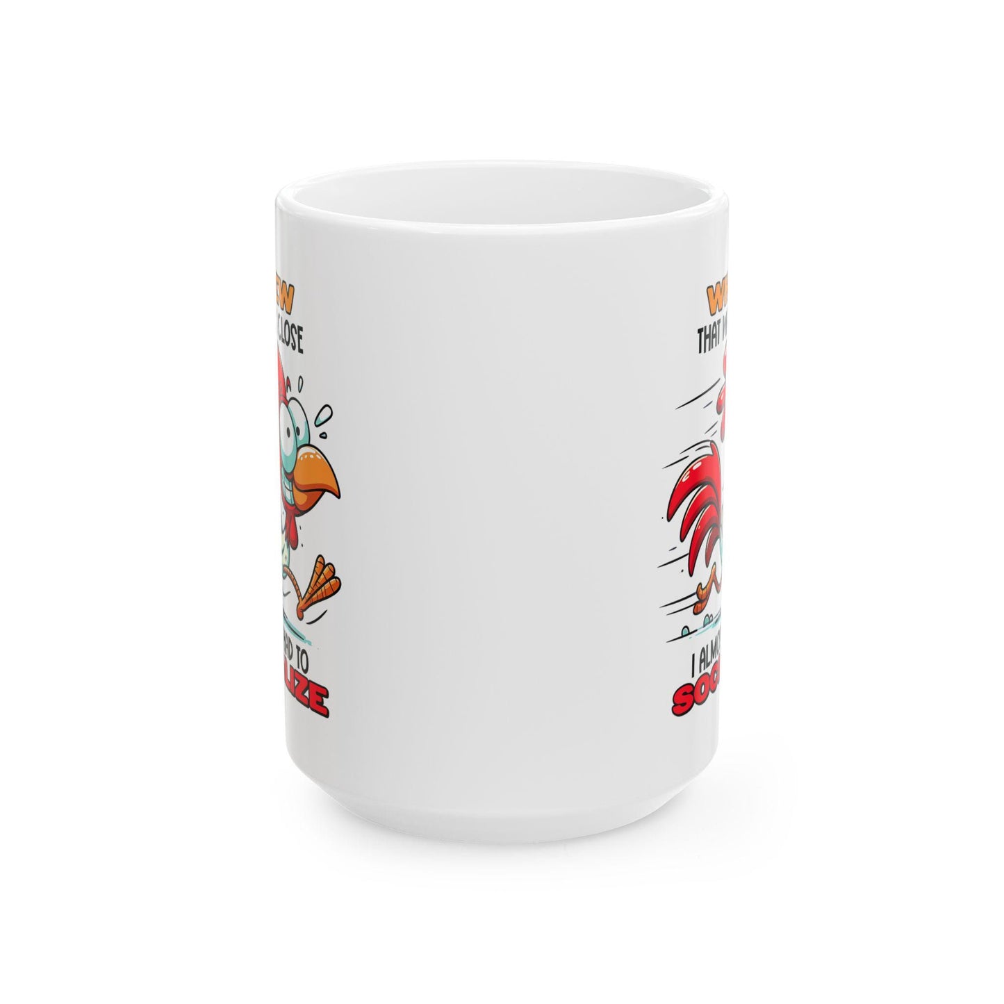 ColorFlow | Funny Rooster Coffee Mug | Whew Socialize Chicken Cup | 15oz Ceramic Mug | Gift for Introverts & Animal Lovers