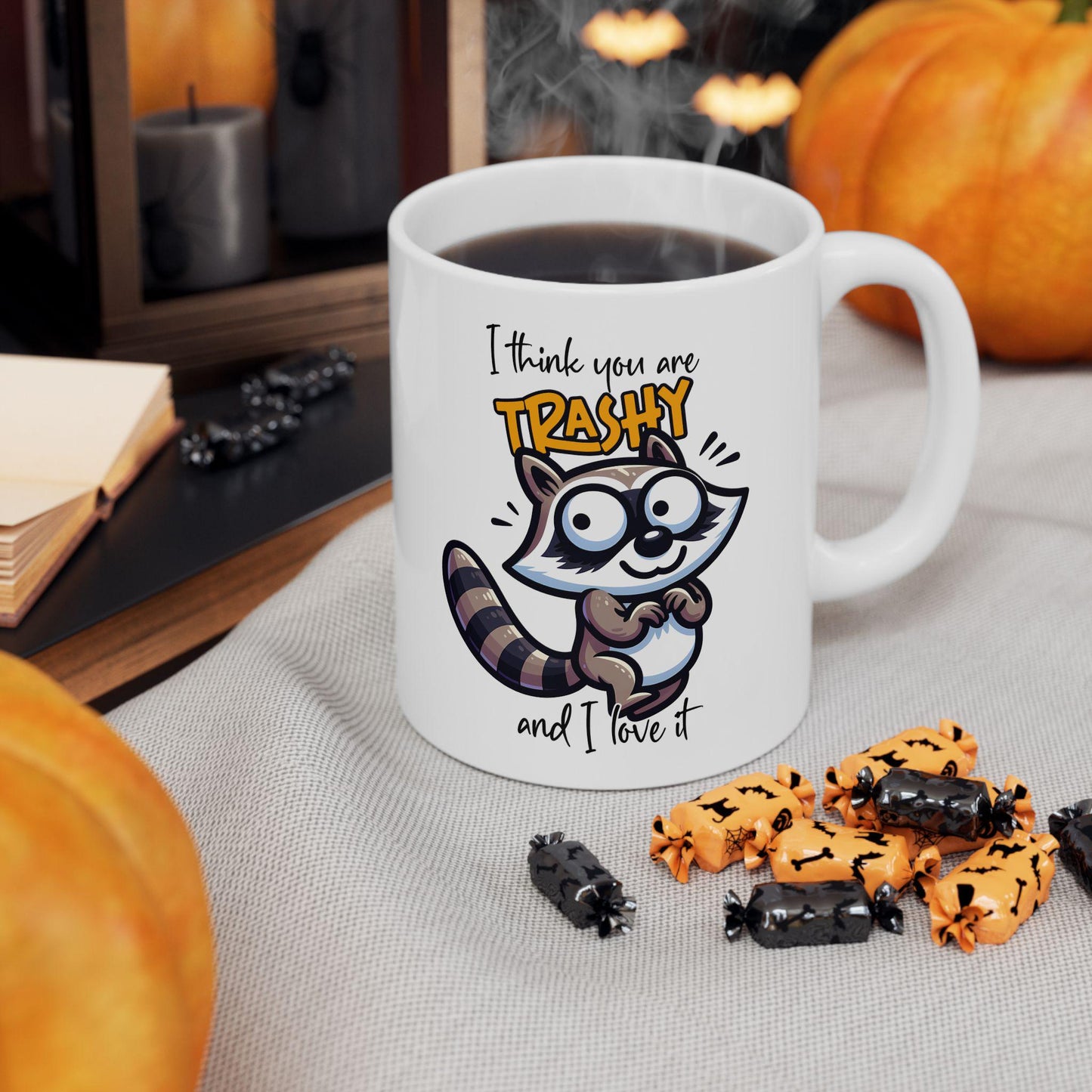 ColorFlow | Trashy and I Love It Raccoon Mug | Funny Animal Coffee Cup | 15oz Ceramic Mug | Cute Gift for Animal Lovers