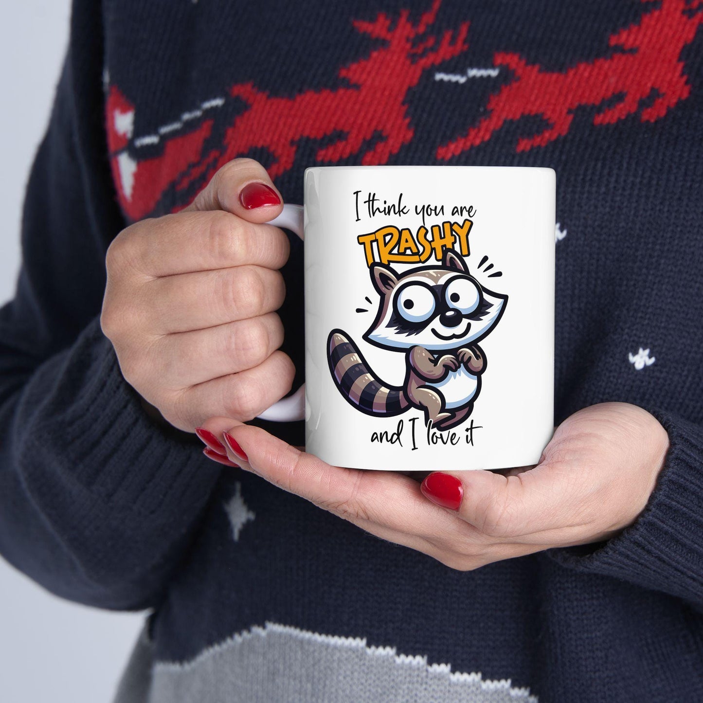 ColorFlow | Trashy and I Love It Raccoon Mug | Funny Animal Coffee Cup | 15oz Ceramic Mug | Cute Gift for Animal Lovers