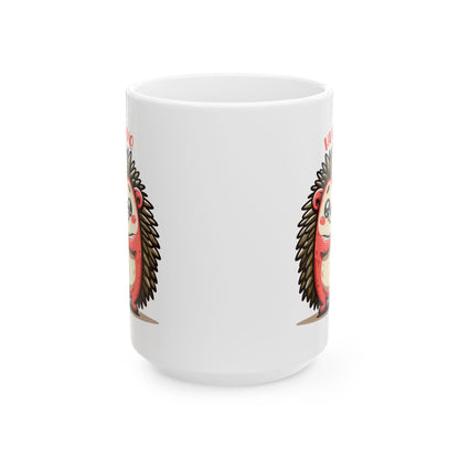 ColorFlow | Hug Me Hedgehog Mug | Cute Animal Coffee Cup | 15oz Ceramic Mug | Funny Gift for Animal Lovers & Coffee Fans