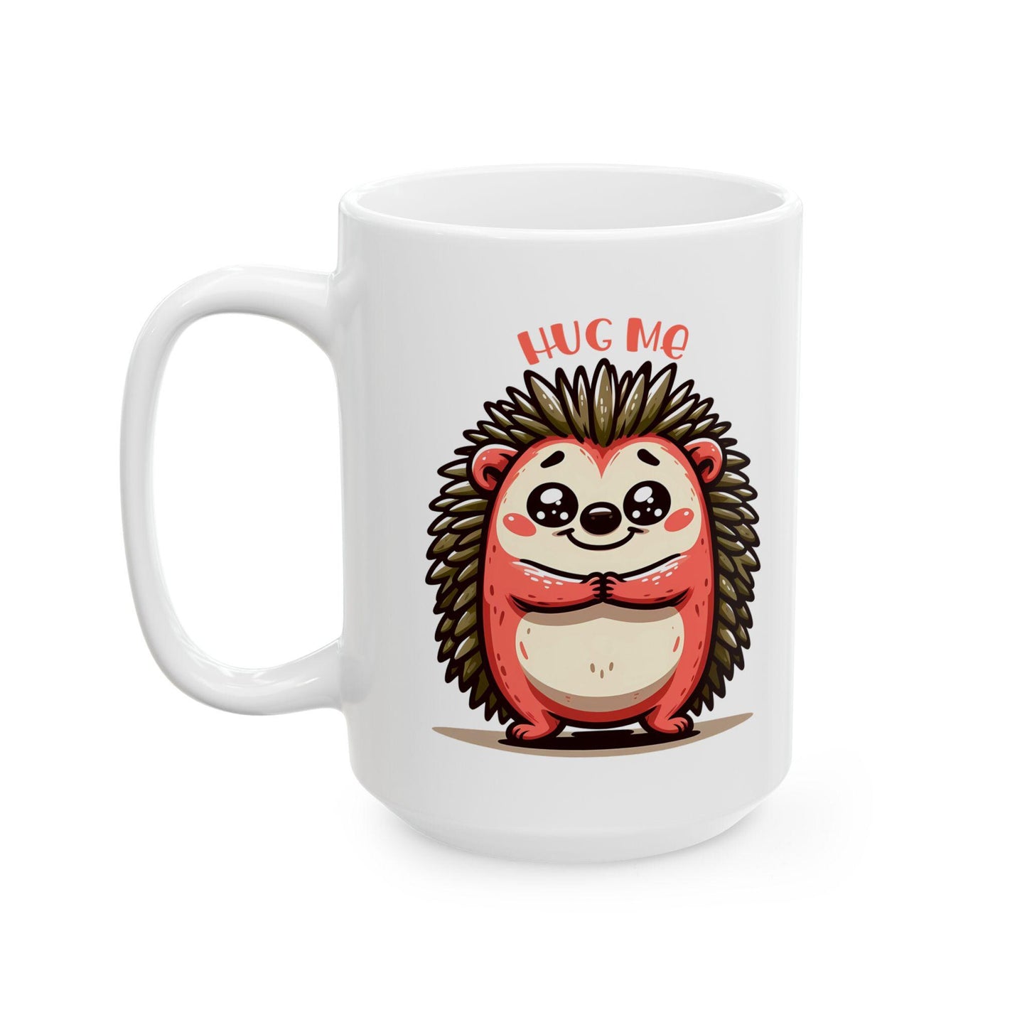 ColorFlow | Hug Me Hedgehog Mug | Cute Animal Coffee Cup | 15oz Ceramic Mug | Funny Gift for Animal Lovers & Coffee Fans