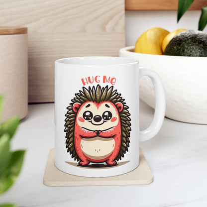 ColorFlow | Hug Me Hedgehog Mug | Cute Animal Coffee Cup | 15oz Ceramic Mug | Funny Gift for Animal Lovers & Coffee Fans