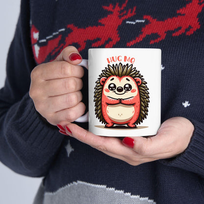 ColorFlow | Hug Me Hedgehog Mug | Cute Animal Coffee Cup | 15oz Ceramic Mug | Funny Gift for Animal Lovers & Coffee Fans