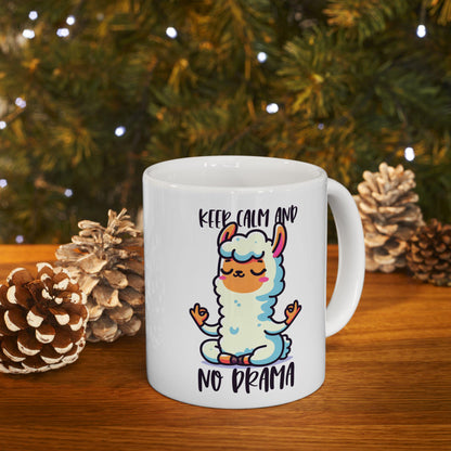 No Drama Llama Coffee Mug | Funny Meditating Animal Gift