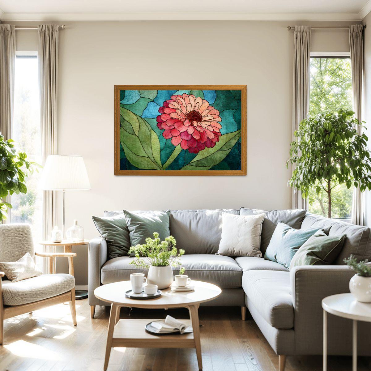 Stained Glass Flower Wooden Jigsaw Puzzle | Vibrant Art Decor