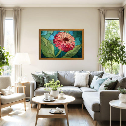 Stained Glass Flower Wooden Jigsaw Puzzle | Vibrant Art Decor