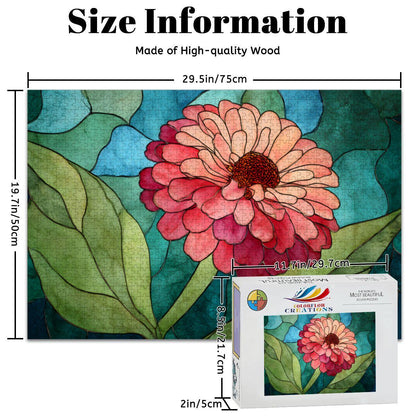 Stained Glass Flower Wooden Jigsaw Puzzle | Vibrant Art Decor