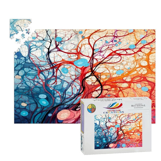 ColorFlow | Abstract Neural Network Wooden Jigsaw Puzzle | Modern Art Puzzle for Adults and Kids | Unique Gift Home Decor