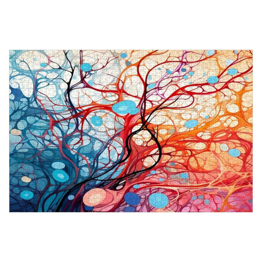 ColorFlow | Abstract Neural Network Wooden Jigsaw Puzzle | Modern Art Puzzle for Adults and Kids | Unique Gift Home Decor