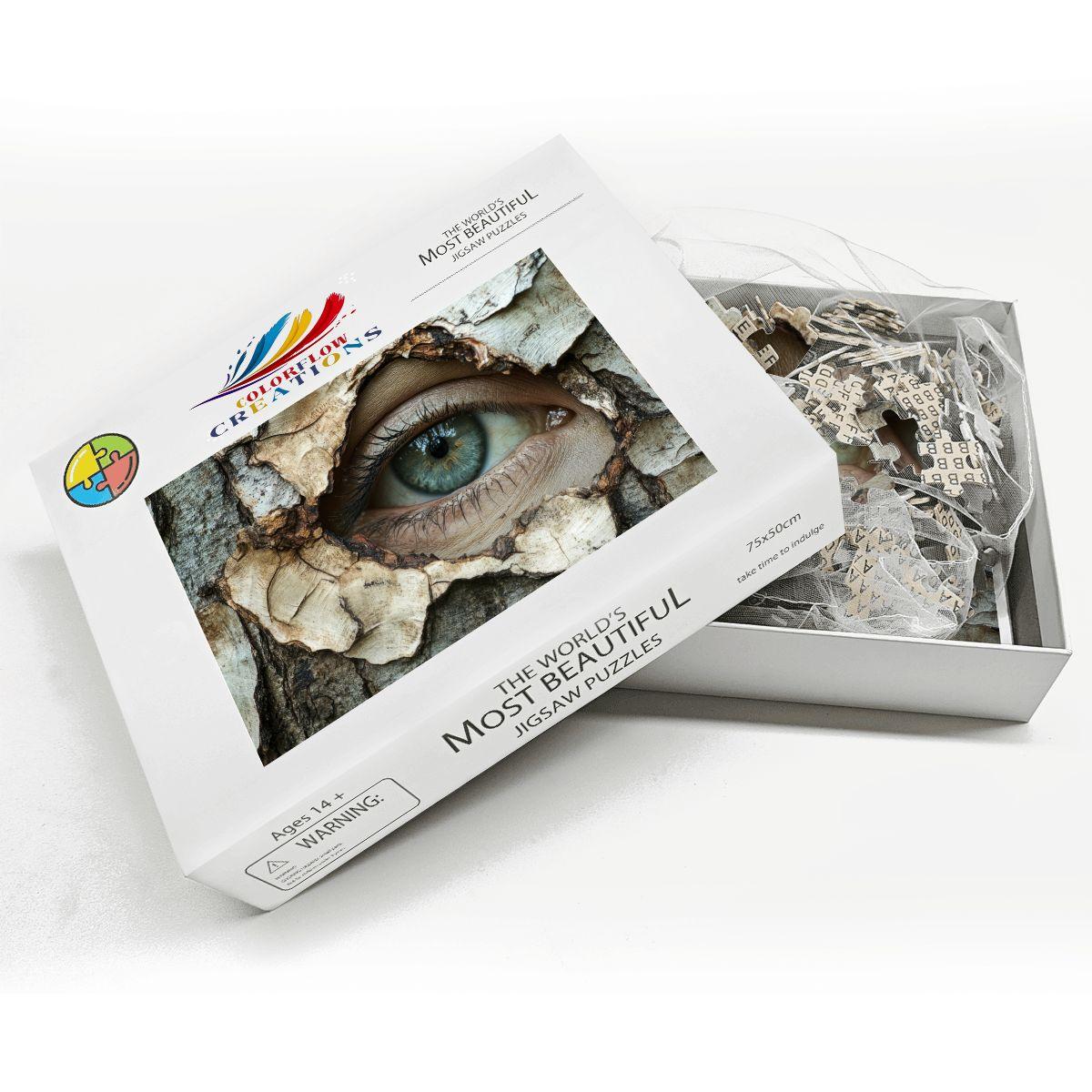 Surreal Tree Eye Wooden Jigsaw Puzzle | Unique Art Decor Gift