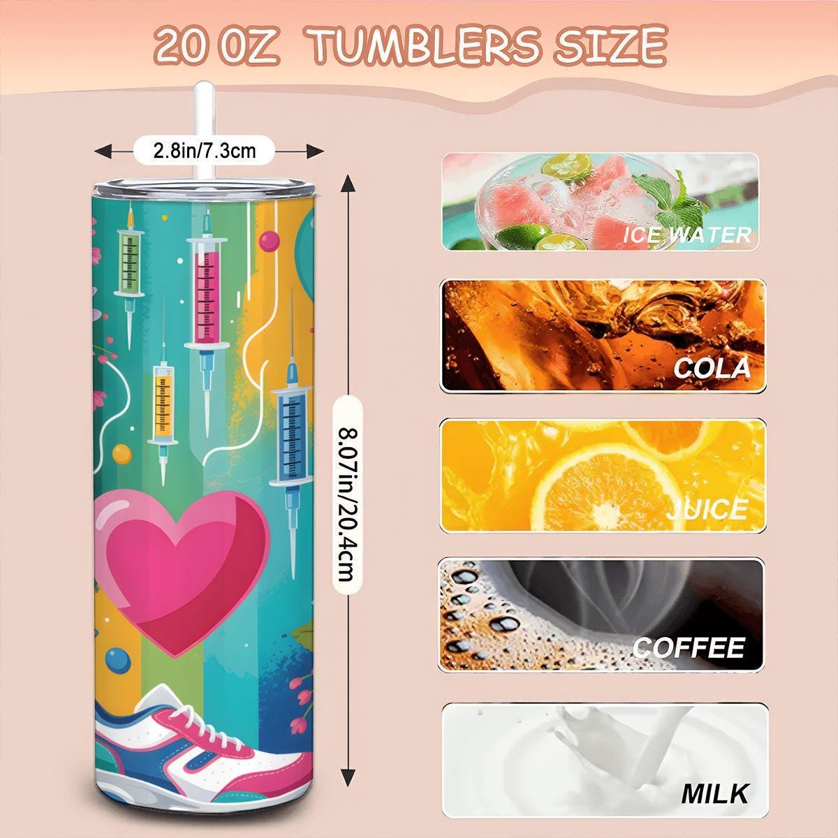 Floral Pop Art Stainless Steel Tumbler  20oz Insulated Travel Mug