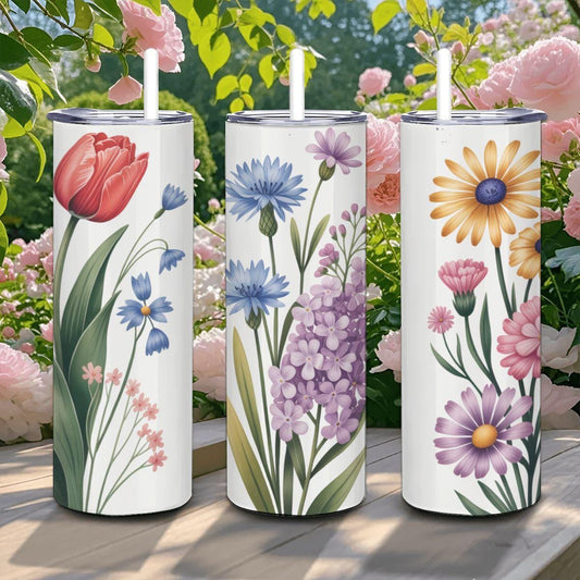 Wildflower Garden Stainless Steel Tumbler | Floral Coffee Cup Gift