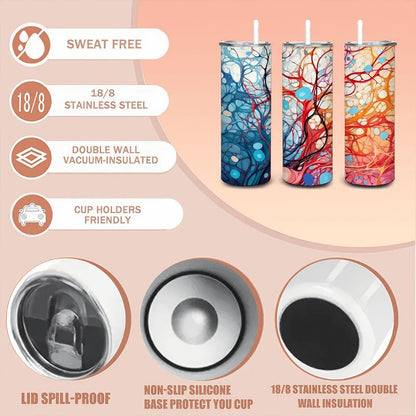 Marbled Abstract Art Tumbler | 20oz Stainless Steel with Straw