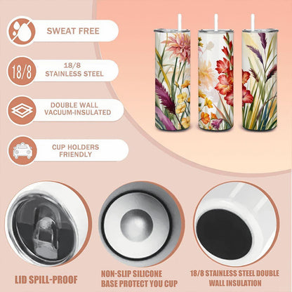Wildflower Meadow Tumbler | 20oz Stainless Steel Insulated Coffee Cup