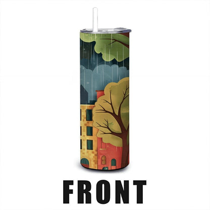 Rainy Cityscape Tumbler | 20oz Stainless Steel Insulated Cup