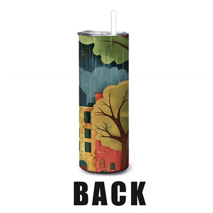 Rainy Cityscape Tumbler | 20oz Stainless Steel Insulated Cup
