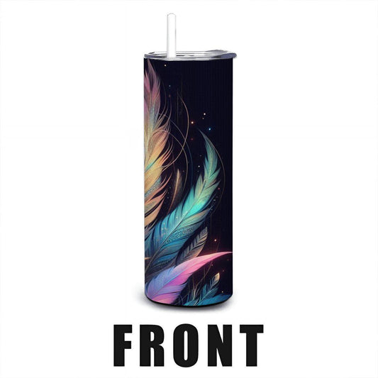 Boho Feather Glow Stainless Steel Tumbler | Insulated 20oz Cup