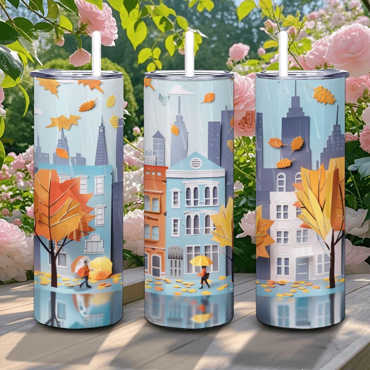 Autumn City Stroll Tumbler | 20oz Stainless Steel Insulated Cup