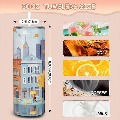 Autumn City Stroll Tumbler | 20oz Stainless Steel Insulated Cup
