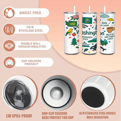 Evergreen State Tumbler | Washington PNW Travel Cup with Straw
