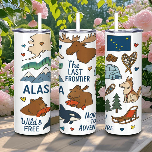 Alaska Adventure Tumbler | Insulated Stainless Steel Travel Mug with Straw