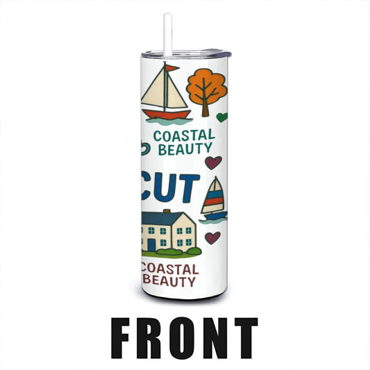 ColorFlow | Connecticut Coastal Charm Tumbler | Constitution State Stainless Steel Cup | 20oz Insulated Travel Mug