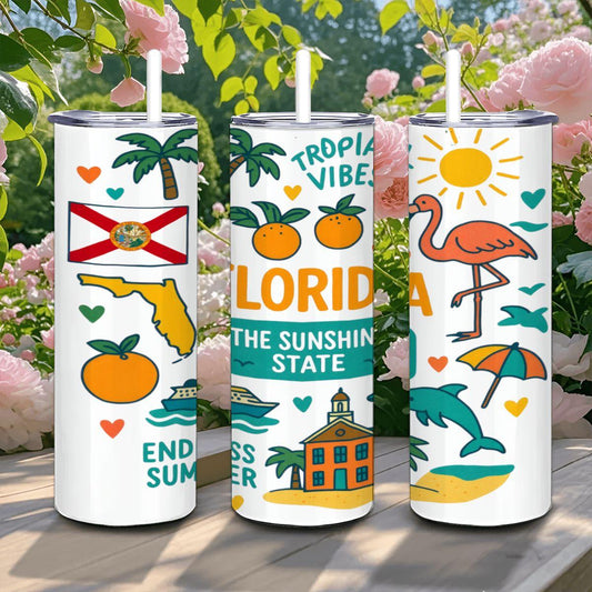 Florida Sunshine State Tumbler | 20oz Stainless Steel Insulated Travel Mug