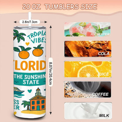 Florida Sunshine State Tumbler | 20oz Stainless Steel Insulated Travel Mug