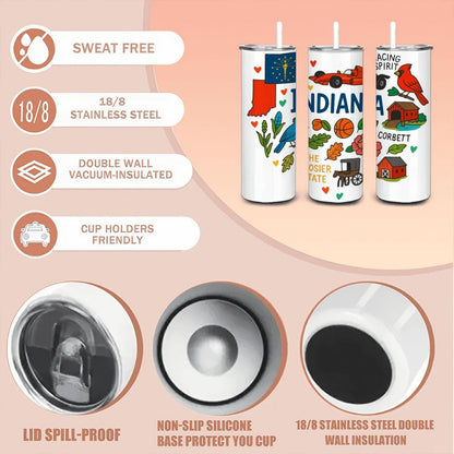 Indiana Hoosier State Tumbler | Racing Spirit Insulated Stainless Steel Cup