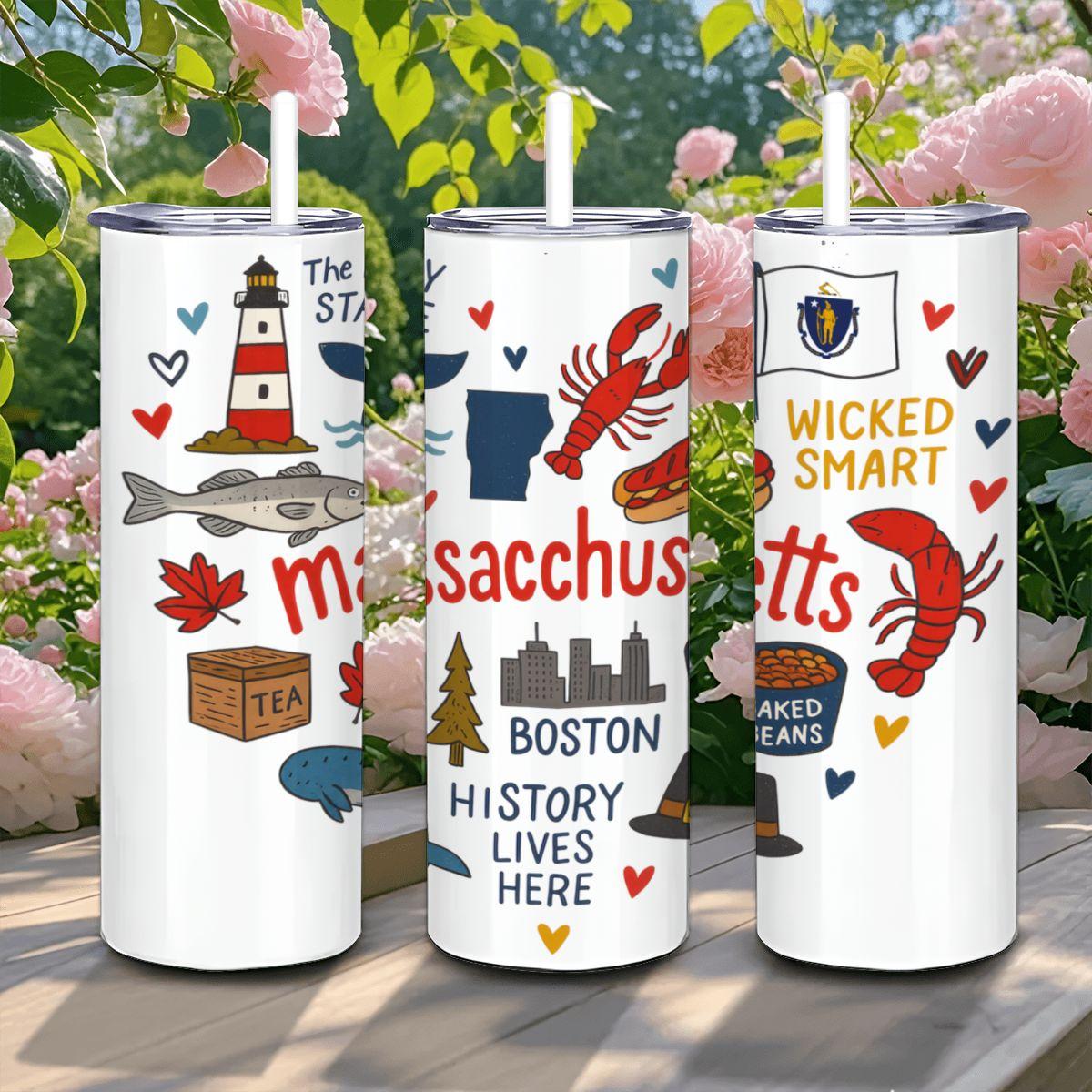 Massachusetts Bay State Tumbler | 20oz Insulated Stainless Steel Travel Mug