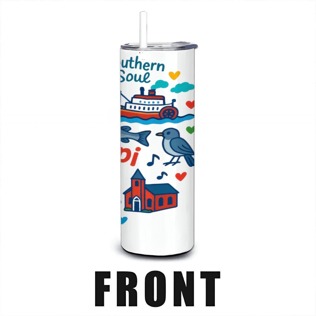 ColorFlow | Mississippi Magnolia State Tumbler | Southern Soul | 20oz Stainless Steel Travel Mug with Straw