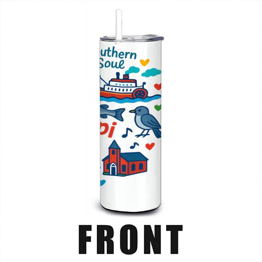 ColorFlow | Mississippi Magnolia State Tumbler | Southern Soul | 20oz Stainless Steel Travel Mug with Straw
