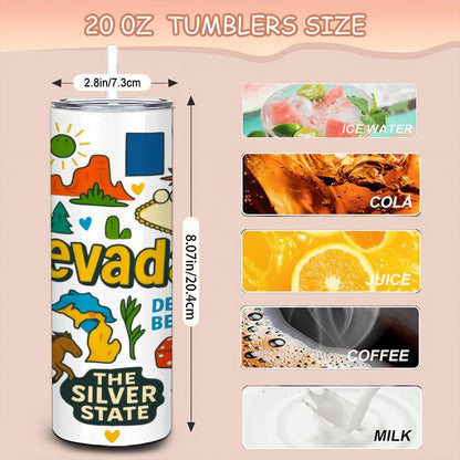 Nevada Desert Tumbler | Stainless Steel Travel Mug with Straw