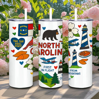 North Carolina State Tumbler | 20oz Stainless Steel Travel Mug