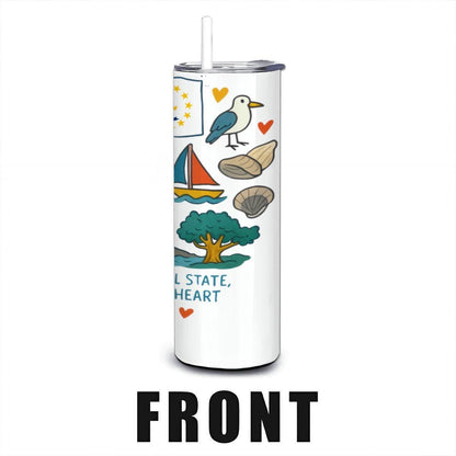 Rhode Island Stainless Steel Tumbler | Ocean State Travel Mug with Straw