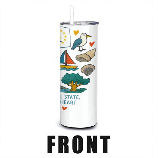 Rhode Island Stainless Steel Tumbler | Ocean State Travel Mug with Straw