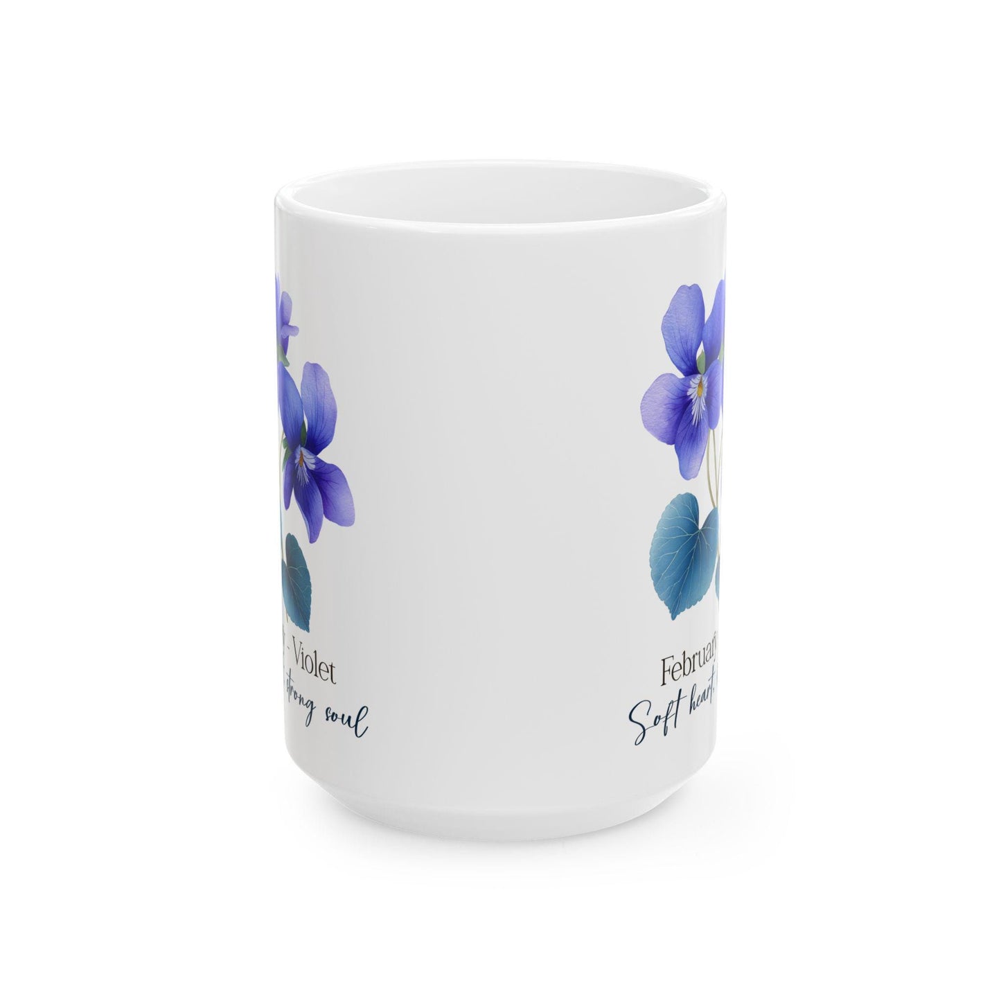 February Violet Birth Flower Mug | 15oz Ceramic Coffee Cup