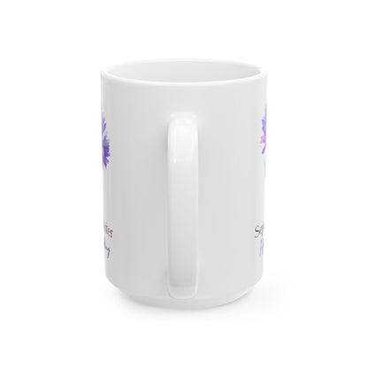 September Aster Mug | 15oz Floral Coffee Cup, Birth Flower Gift