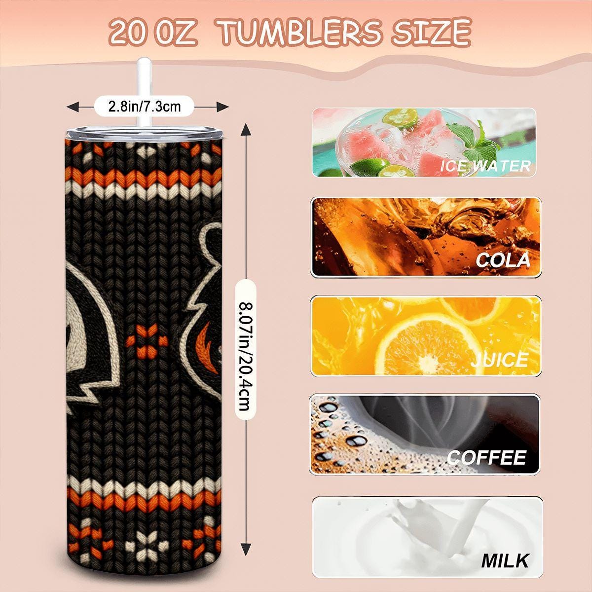 ColorFlow | Cincinnati Bengals Inspired Seamless Sweater 20oz Skinny Tumbler with Straw