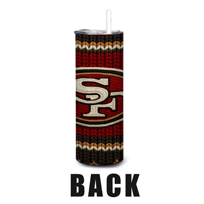 ColorFlow | San Francisco 49ers Inspired Seamless Sweater 20oz Skinny Tumbler with Straw